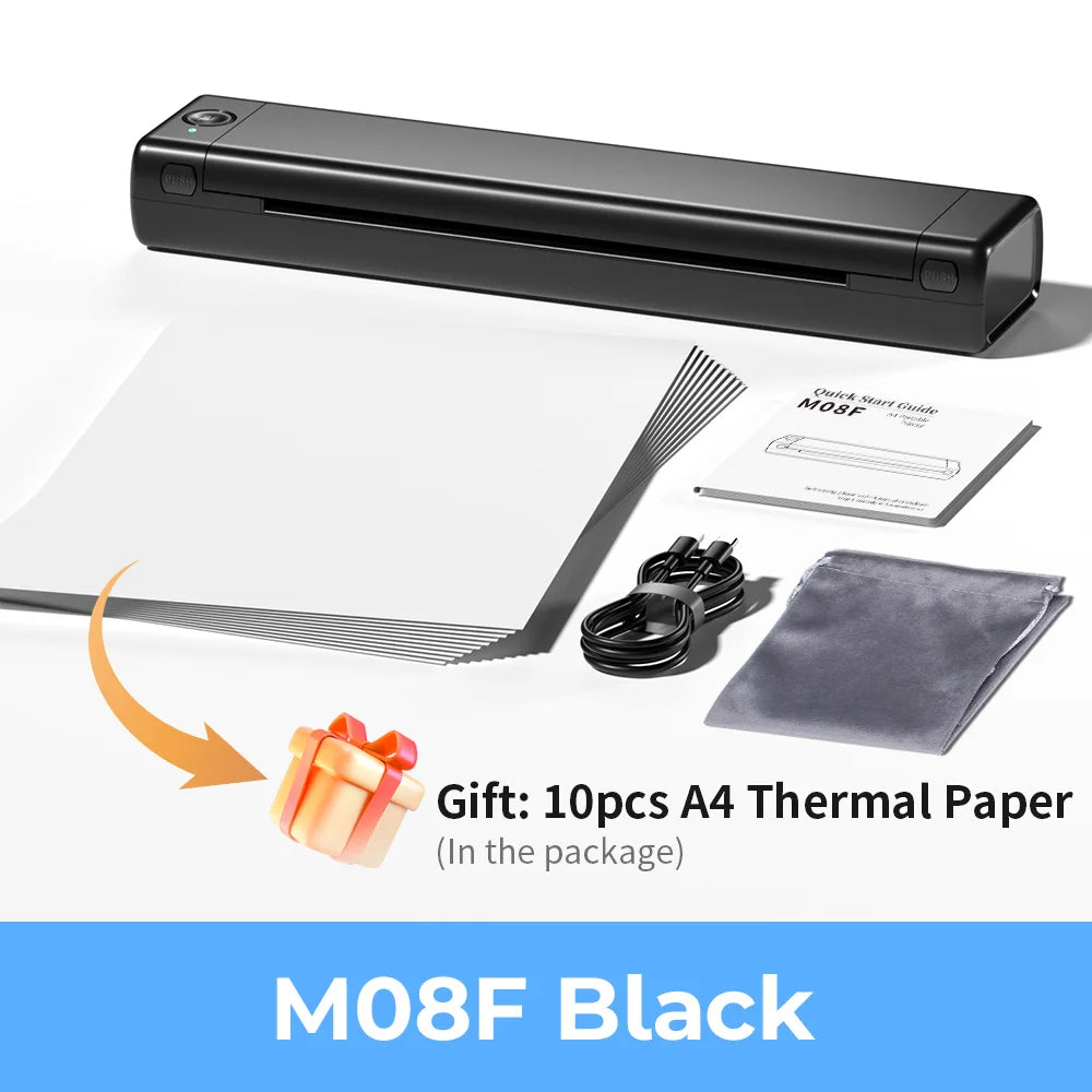 Phomemo M08F imprimante thermique A4 sans fil Bluetooth, étiqueteuse Portable pour l'expédition au bureau à domicile, Compatible iOS Android PC