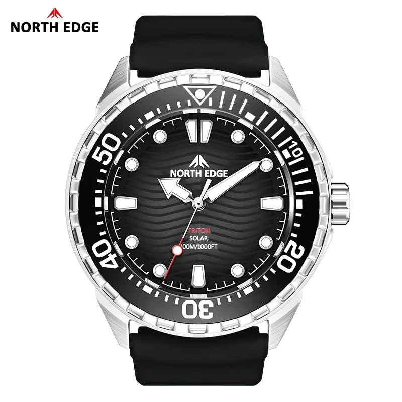 Montre Plongée NORTH EDGE TRITON — Solaire, Quartz, Acier 316L, Étanche 300M