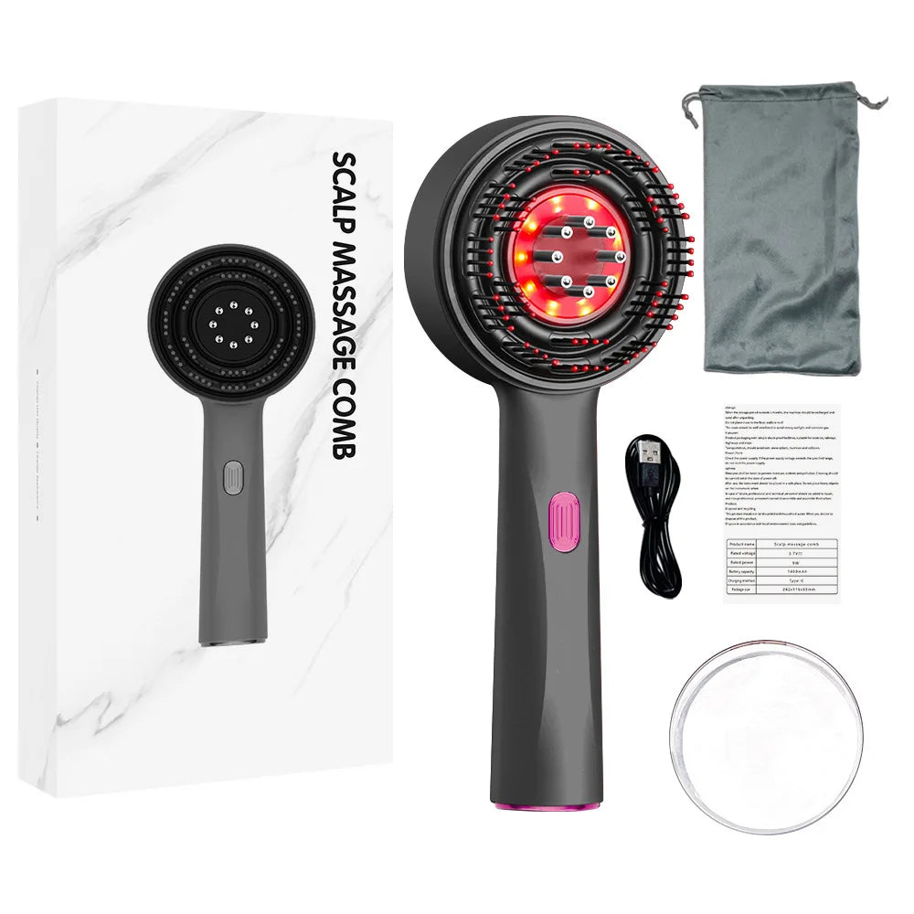 Peigne de Massage électrique, thérapie à la lumière rouge, Vibration, croissance des cheveux, brosse pour cuir chevelu, Anti-perte de cheveux, applicateur d'huile liquide