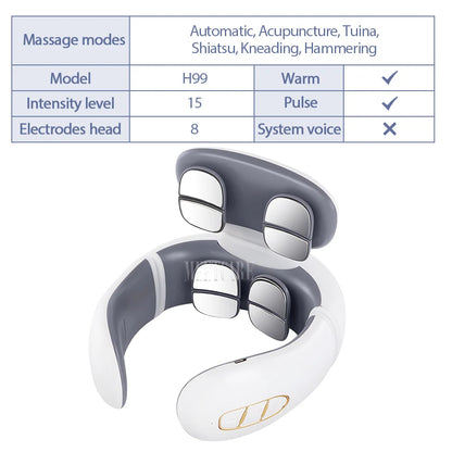 Masseur intelligent électrique TENS EMS pour le dos et le cou, 4 modes, pour la relaxation musculaire et la santé, outil de massage des épaules et cervicales