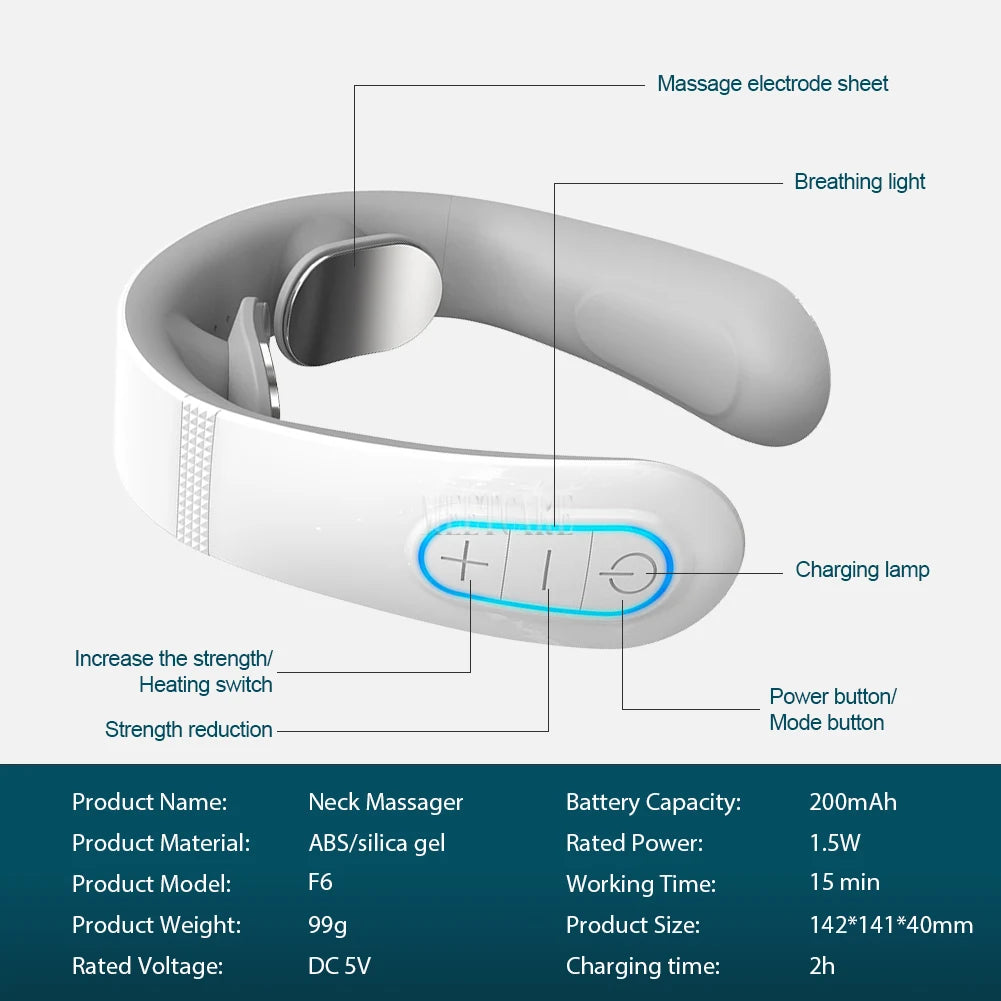 Masseur intelligent électrique TENS EMS pour le dos et le cou, 4 modes, pour la relaxation musculaire et la santé, outil de massage des épaules et cervicales