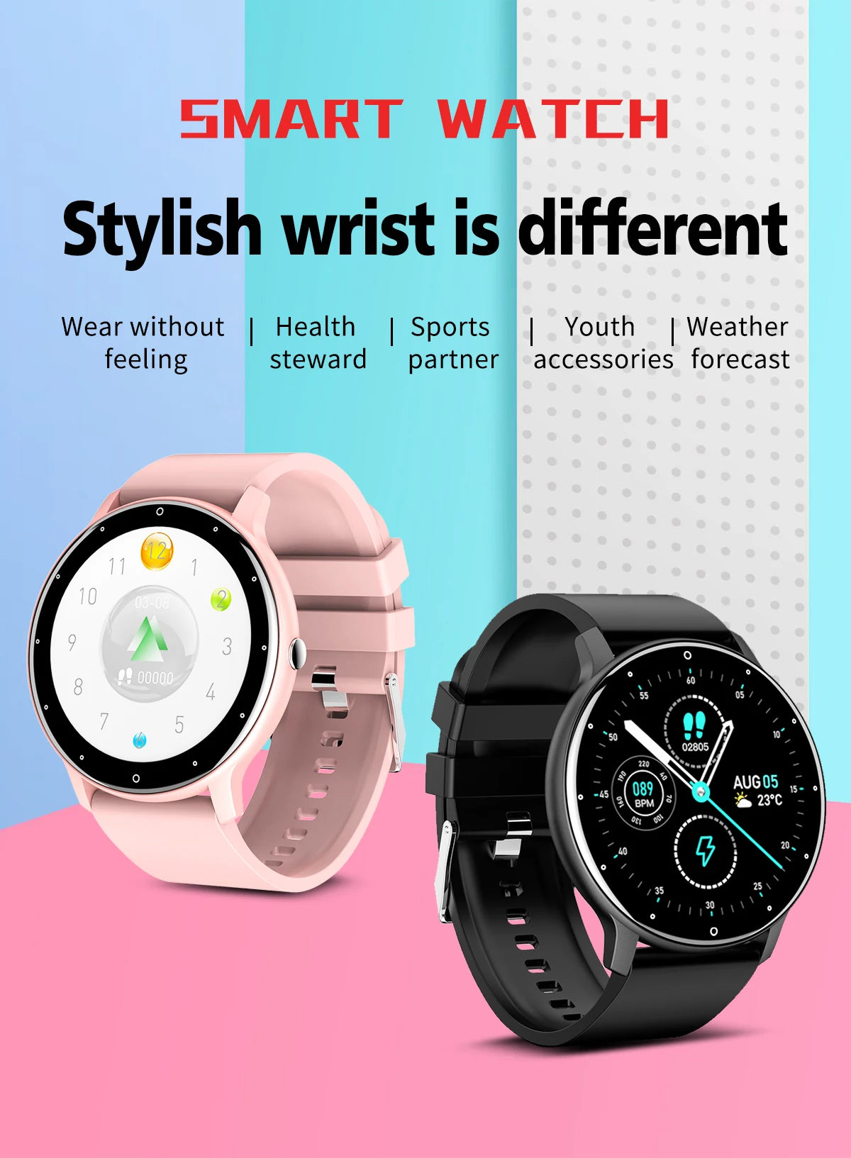 Smartwatch LIGE BW0223 2026 — Bluetooth 5.0, Suivi Santé 24h, IP67