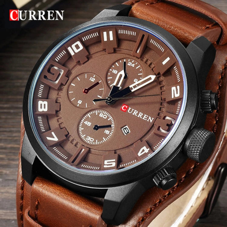 Istro REN-Montres à quartz de sport militaire pour hommes, horloges de luxe pour hommes, horloge de date, bracelet en cuir, date, heure, marque supérieure