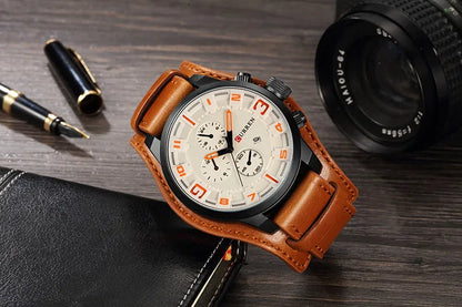 Istro REN-Montres à quartz de sport militaire pour hommes, horloges de luxe pour hommes, horloge de date, bracelet en cuir, date, heure, marque supérieure