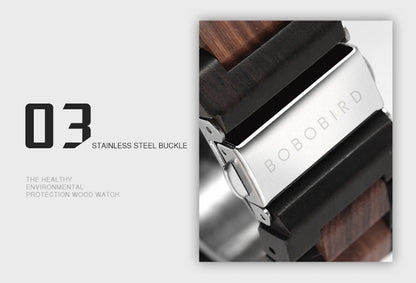 Montre Mécanique en Bois Homme BOBO BIRD — Squelette Lumineux, Étanche 3 ATM, Gravure Personnalisée, 6 Modèles | TechNova X