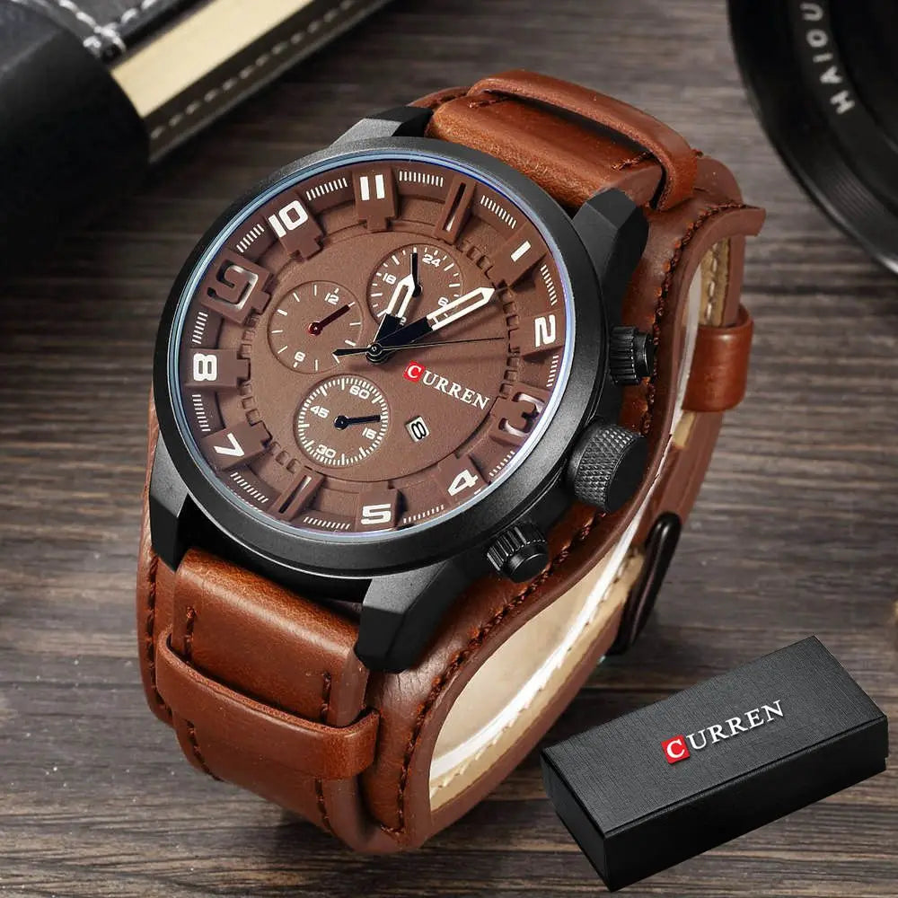 Istro REN-Montres à quartz de sport militaire pour hommes, horloges de luxe pour hommes, horloge de date, bracelet en cuir, date, heure, marque supérieure