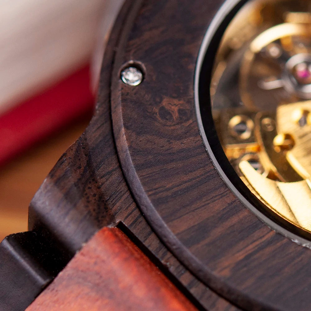 Montre Mécanique en Bois Homme BOBO BIRD — Squelette Lumineux, Étanche 3 ATM, Gravure Personnalisée, 6 Modèles | TechNova X