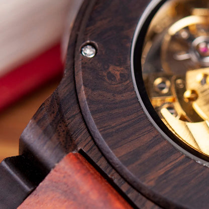 Montre Mécanique en Bois Homme BOBO BIRD — Squelette Lumineux, Étanche 3 ATM, Gravure Personnalisée, 6 Modèles | TechNova X