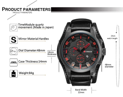 Istro REN-Montres à quartz de sport militaire pour hommes, horloges de luxe pour hommes, horloge de date, bracelet en cuir, date, heure, marque supérieure