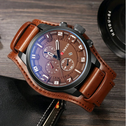 Istro REN-Montres à quartz de sport militaire pour hommes, horloges de luxe pour hommes, horloge de date, bracelet en cuir, date, heure, marque supérieure