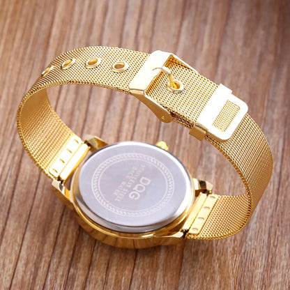 Montre Femme Quartz Maille Métal — Cadran Cristal 37mm, Ultra-Fine 5mm, Style Fashion Casual