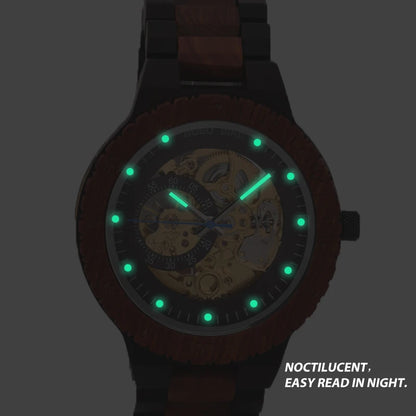 Montre Mécanique en Bois Homme BOBO BIRD — Squelette Lumineux, Étanche 3 ATM, Gravure Personnalisée, 6 Modèles | TechNova X