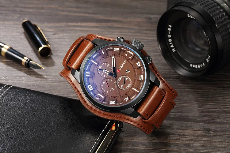 Istro REN-Montres à quartz de sport militaire pour hommes, horloges de luxe pour hommes, horloge de date, bracelet en cuir, date, heure, marque supérieure