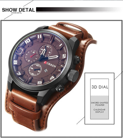 Istro REN-Montres à quartz de sport militaire pour hommes, horloges de luxe pour hommes, horloge de date, bracelet en cuir, date, heure, marque supérieure