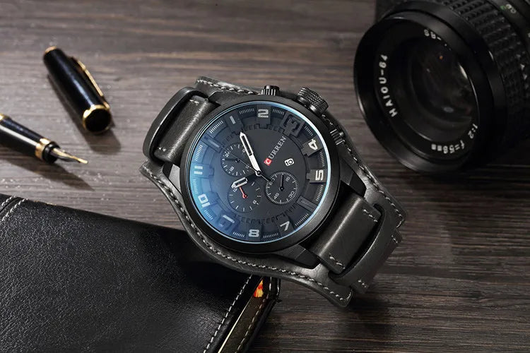 Istro REN-Montres à quartz de sport militaire pour hommes, horloges de luxe pour hommes, horloge de date, bracelet en cuir, date, heure, marque supérieure