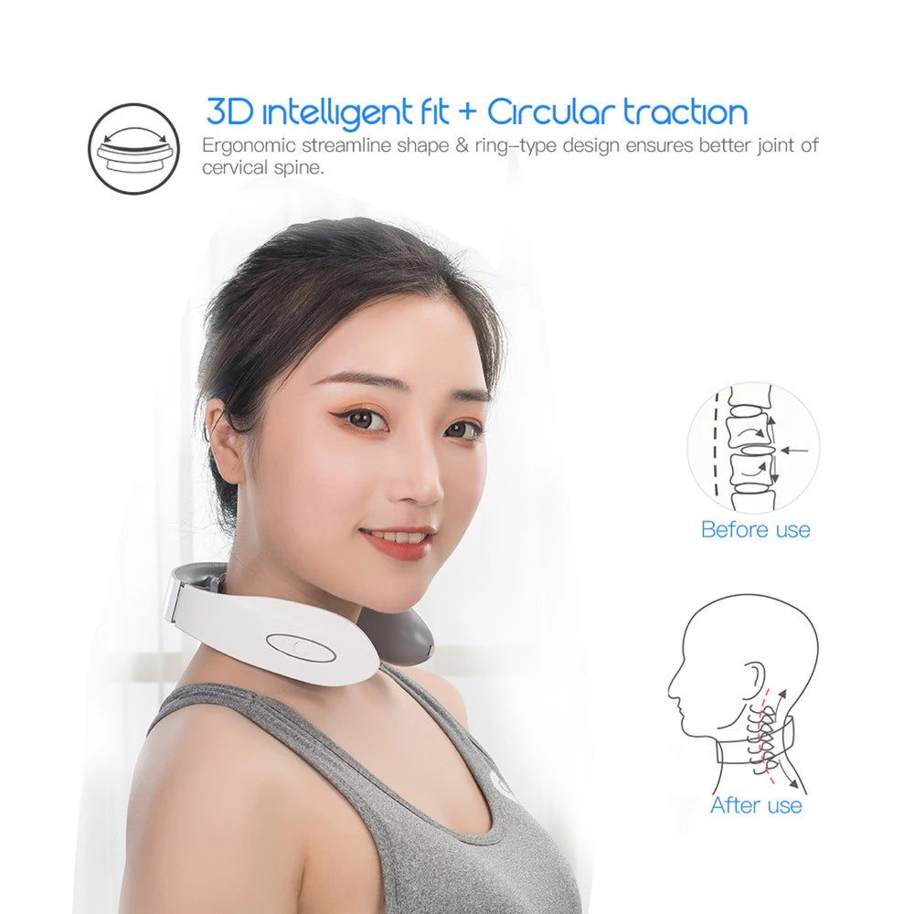 Masseur Cervical EMS CAMMUO 4D — Chaleur 42°C, 6 Modes & Traction Cervicale