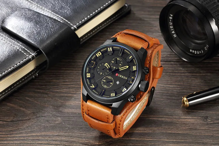 Istro REN-Montres à quartz de sport militaire pour hommes, horloges de luxe pour hommes, horloge de date, bracelet en cuir, date, heure, marque supérieure