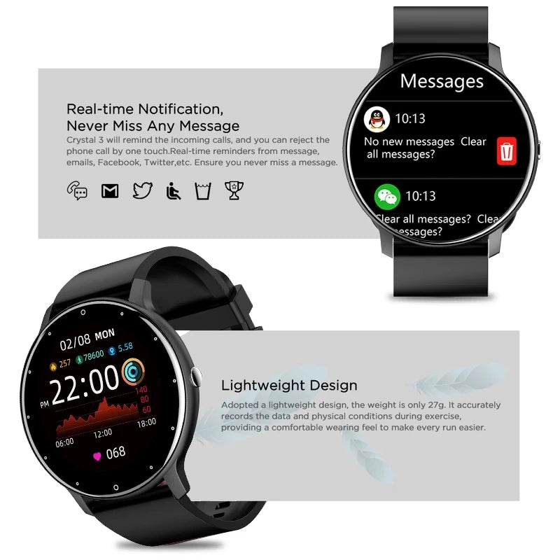 Smartwatch LIGE BW0223 2026 — Bluetooth 5.0, Suivi Santé 24h, IP67