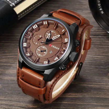 Istro REN-Montres à quartz de sport militaire pour hommes, horloges de luxe pour hommes, horloge de date, bracelet en cuir, date, heure, marque supérieure