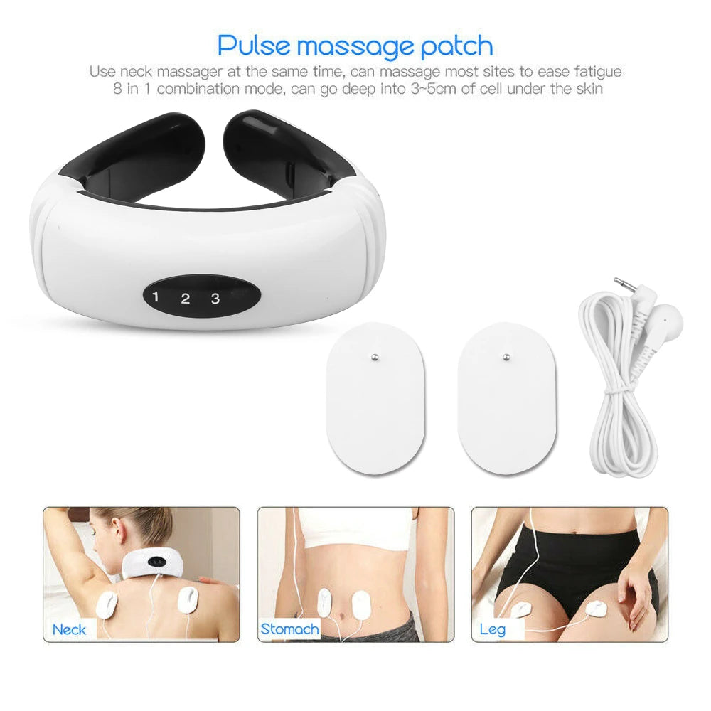 Masseur Cervical EMS CAMMUO 4D — Chaleur 42°C, 6 Modes & Traction Cervicale