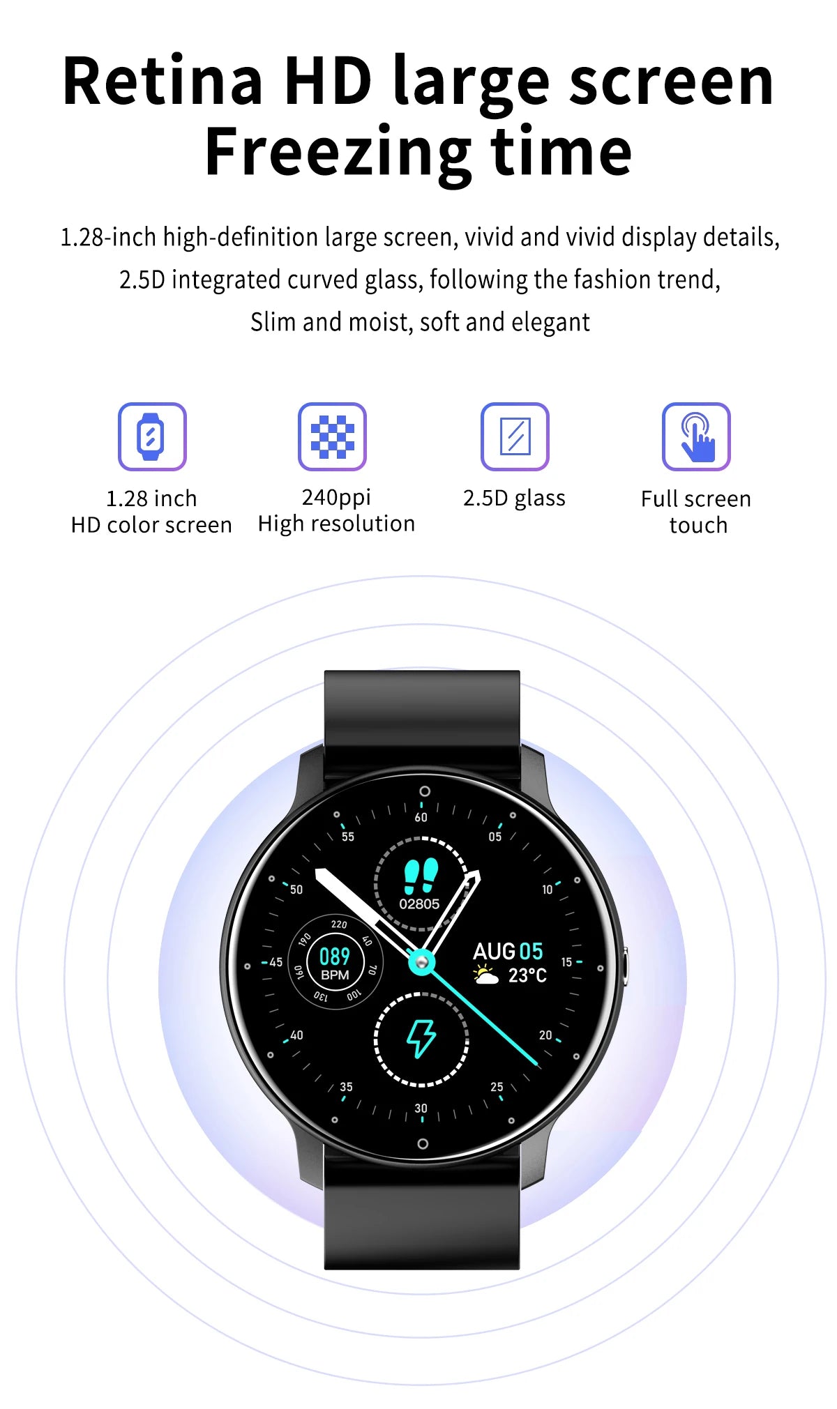 Smartwatch LIGE BW0223 2026 — Bluetooth 5.0, Suivi Santé 24h, IP67