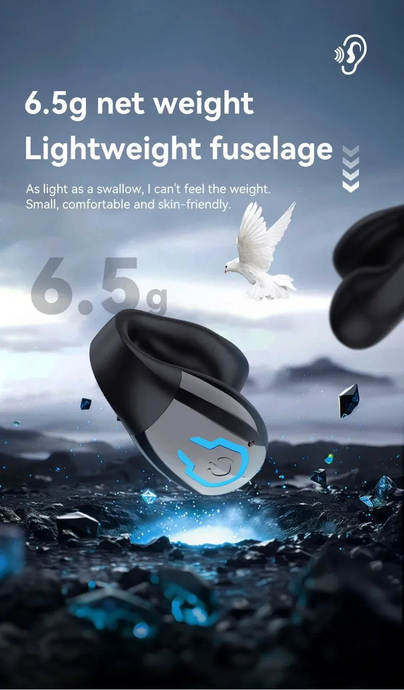 1 écouteur sans fil Bluetooth 5.4 avec micro, écouteur unique à clip d'oreille, étanche, écouteurs TWS pour le sport, casque Bluetooth Type-C