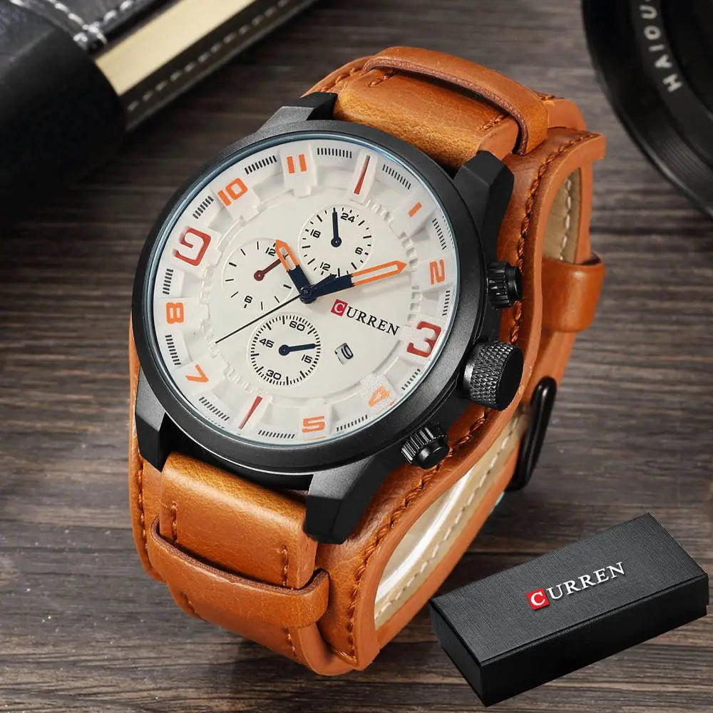 Istro REN-Montres à quartz de sport militaire pour hommes, horloges de luxe pour hommes, horloge de date, bracelet en cuir, date, heure, marque supérieure