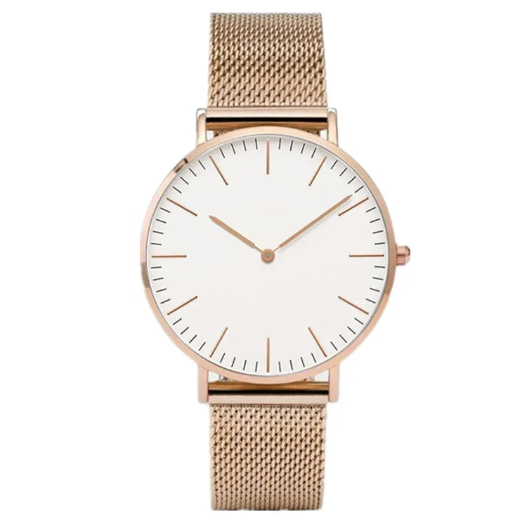Montre Quartz Fashion TINUORA — Bracelet Acier Inox, Cadran 38mm, Style Luxe Casual, 17 Coloris