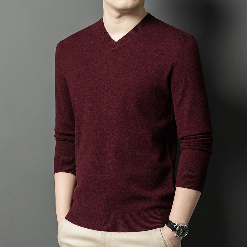 Pull Homme Col en V — Tricoté Surdimensionné | Couleur Unie | Chaud & Confortable | 7 Coloris | M–4XL