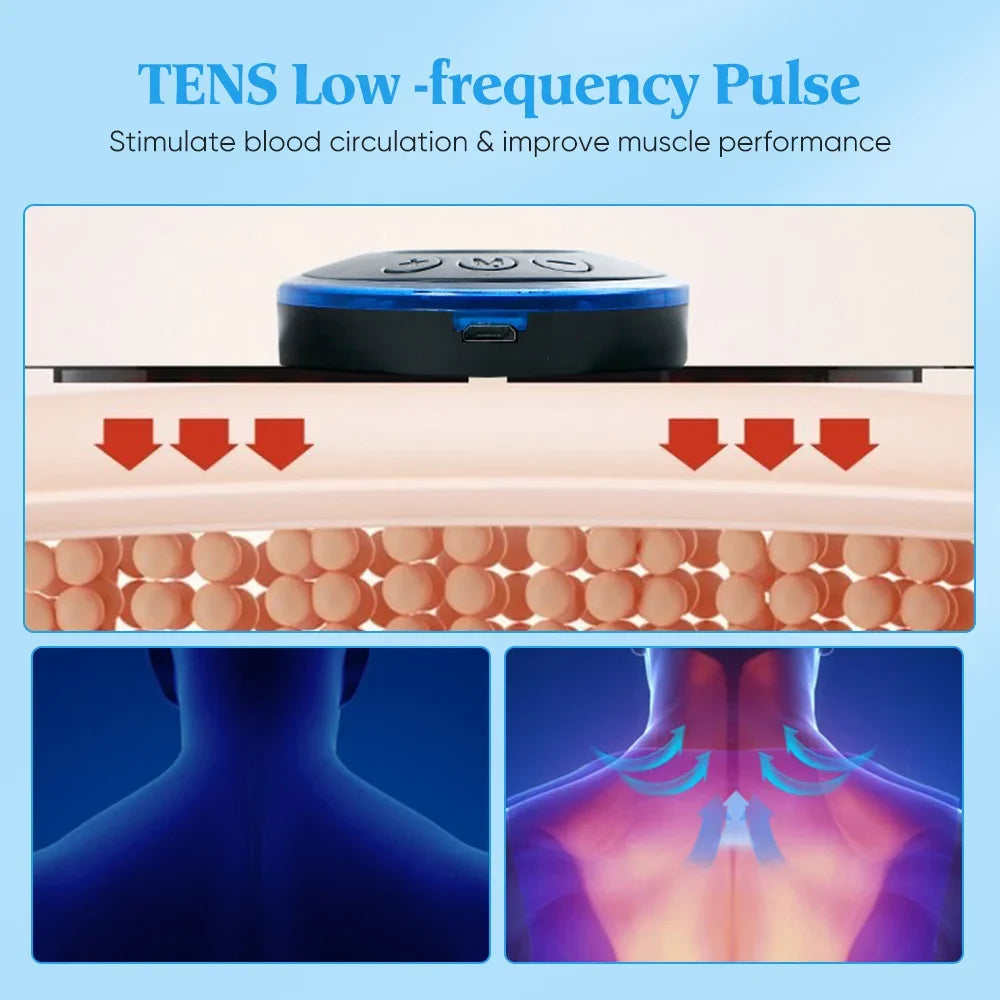 EMS Electric Neck Massager, Muscle Massage Stimulator, Low-Frequency Instrument, Patches for Back, Neck, and Calves, Mini Device for Joint Pain