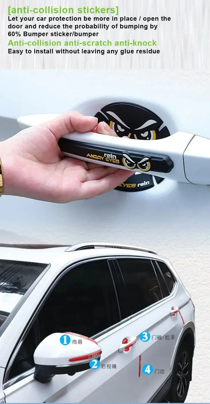 Autocollants de bol de porte de voiture, rétroviseur, sourcils de pluie, poignée de porte de voiture, autocollant réfléchissant, bande de protection universelle anti-rayures