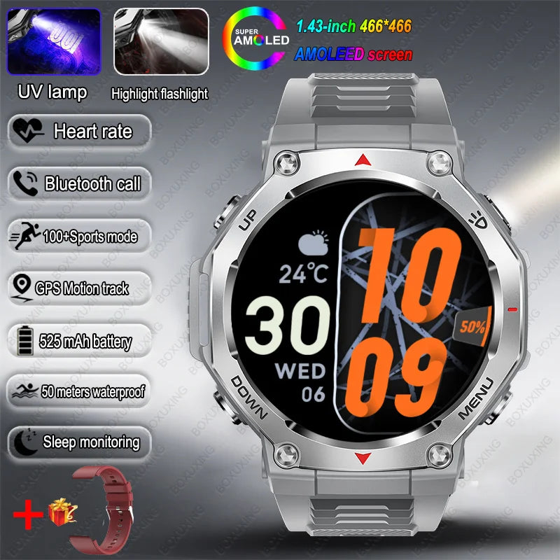 Montre Connectée Sport ZYKEXUAN T-Rex3 — AMOLED 1,43", Étanche 10 ATM, Boussole, Altimètre, 100+ Sports, 13 Coloris | TechNova X