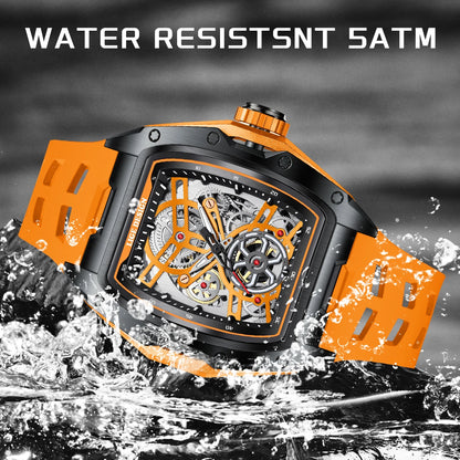 Montre Mécanique Automatique Homme LIGE — Squelette Tourbillon, Boîtier Carré, Étanche 3 ATM, 4 Coloris | TechNova X