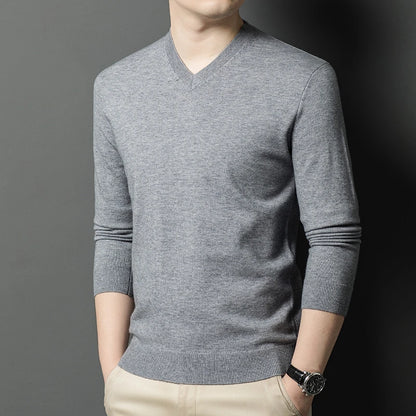 Pull Homme Col en V — Tricoté Surdimensionné | Couleur Unie | Chaud & Confortable | 7 Coloris | M–4XL