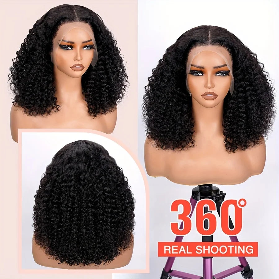 Perruque BOB vague profonde cheveux humains 13x4 HD bouclés dentelle avant perruques cheveux humains pré plumés porter et aller sans colle courte bouclée frontale BOB