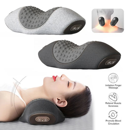 Electric Neck Massager Pillow Cervical Stretcher Heating Vibration Massage Back Orthopedic Traction Sleeping Pillows Support