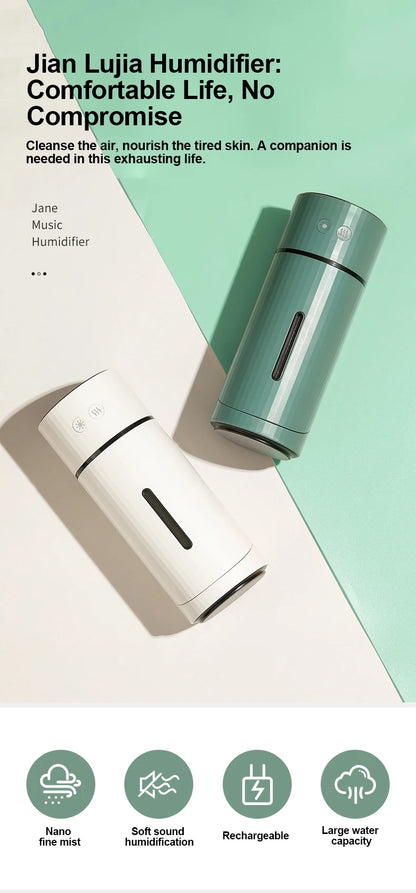 Humidificateur Diffuseur Sans Fil 260ml — Nano-Spray, Buse 90°, Veilleuse LED & Batterie 1000mAh