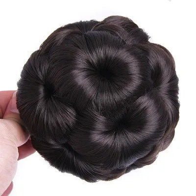 Chignon Bouclé Synthétique Clip-In AOSI Queen — Fibre Haute Température, Postiche Beignet Neuf Fleurs, 7 Couleurs | TechNova X