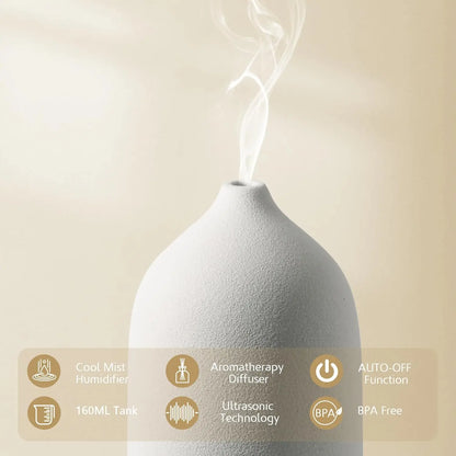 Diffuseur Aromathérapie Céramique 100ml — Ultrasonique, Minuterie 1H/2H & Veilleuse LED 7 Couleurs