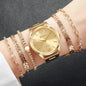 Lot de 6 Montres Femme Quartz — Bracelet Acier Doré, Cadran Minimaliste, Style Fashion Casual