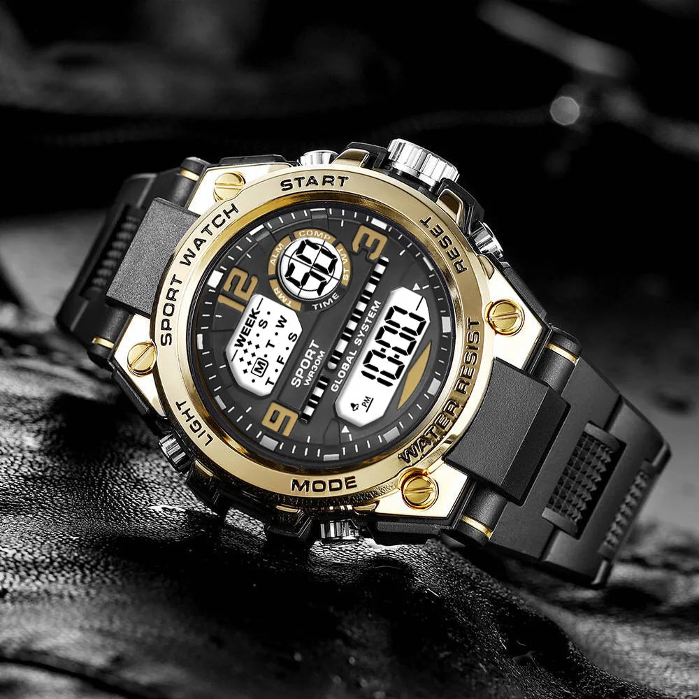 Montre Sport Digitale YIKAZE A69270 — Grand Cadran 56mm, LED, Chronomètre, Alarme, 3 ATM