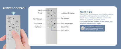 Ventilateur de Plafond Intelligent LED Jelena — 6 Vitesses, App & Télécommande, Mode Été/Hiver