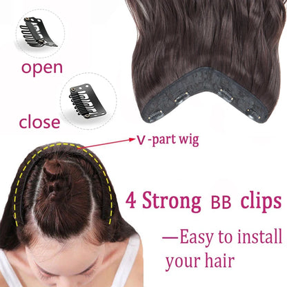 Extension Capillaire Synthétique Bouclée Forme V — 20 Pouces, 4 Clips, Fibre Haute Température, 7 Teintes | TechNova X