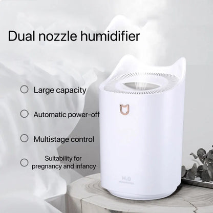 Humidificateur Double Buse 3000ml — Aromathérapie Ultrasonique, LED Ambiance & Multi-Vitesses