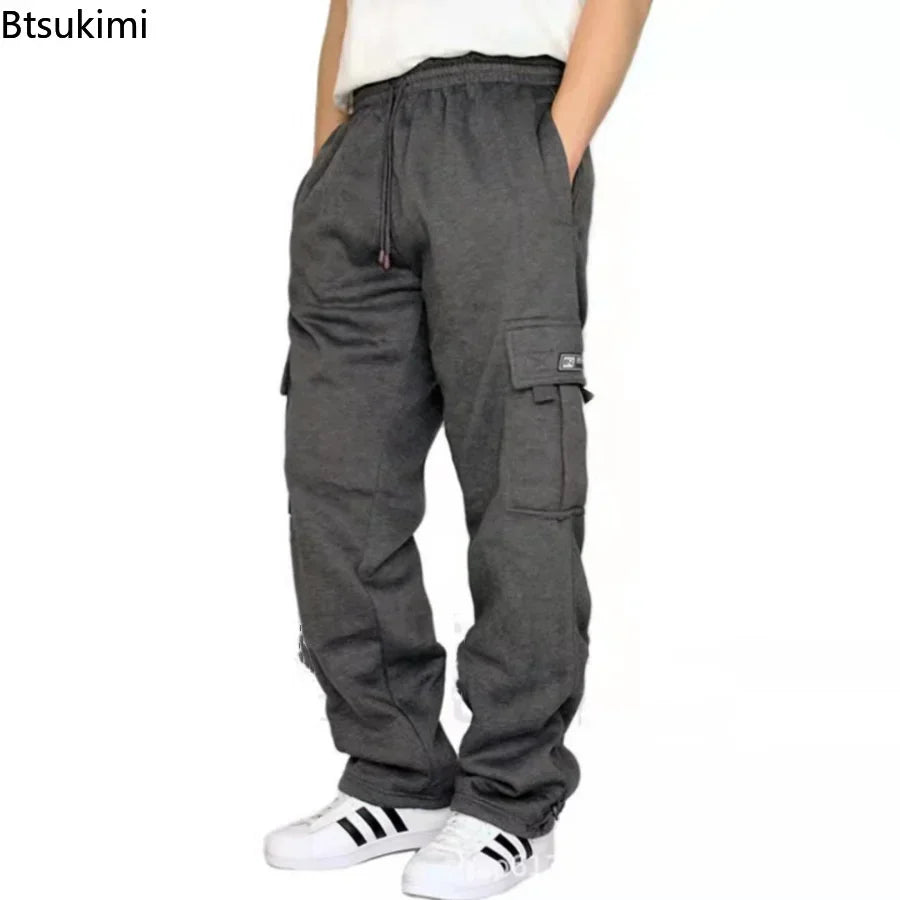 Pantalon décontracté pour homme 2026 – Survêtement uni multi-poches pour homme, automne-hiver, coupe oversize