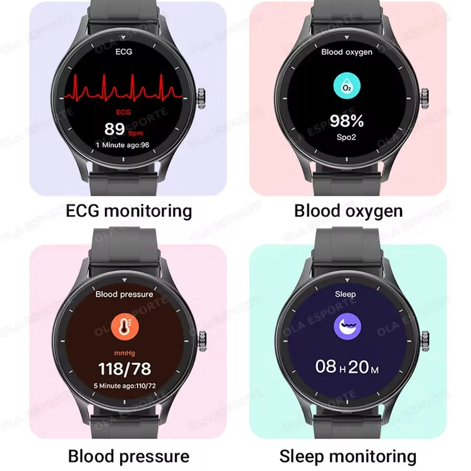 Montre Connectée Ola Esporte — OLED 1,44", BT 5.2, Suivi Santé Complet, Appels Bluetooth, Assistant Vocal, 5 Jours, 7 Styles | TechNova X