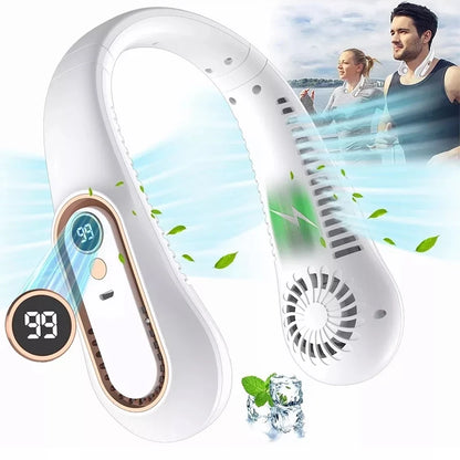 Ventilateur de Cou Sans Pales 7000mAh — Affichage LED, Minuterie 2-8h & Rechargeable USB
