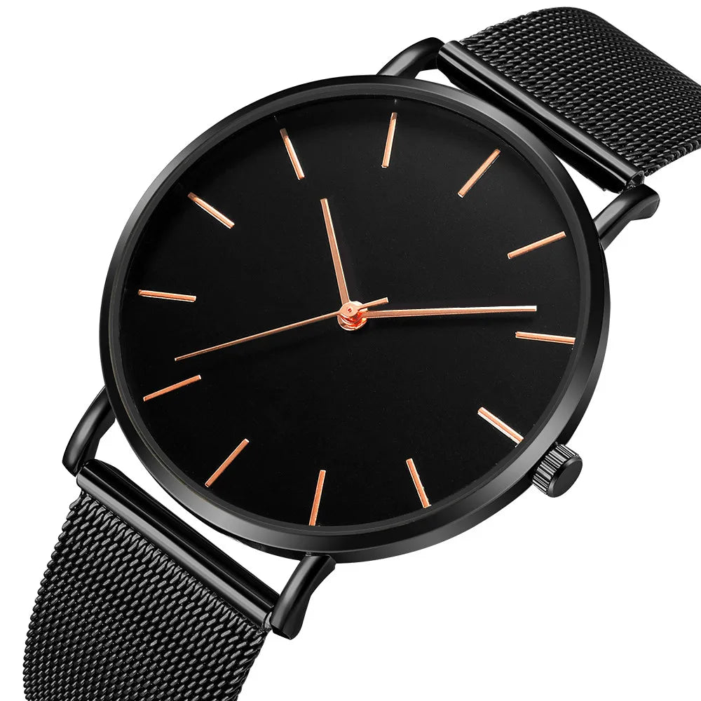 Montre Quartz Fashion TINUORA — Bracelet Acier Inox, Cadran 38mm, Style Luxe Casual, 17 Coloris
