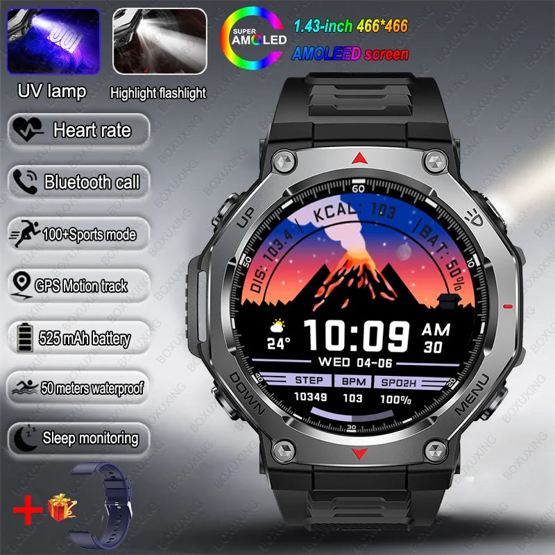 Montre Connectée Sport ZYKEXUAN T-Rex3 — AMOLED 1,43", Étanche 10 ATM, Boussole, Altimètre, 100+ Sports, 13 Coloris | TechNova X