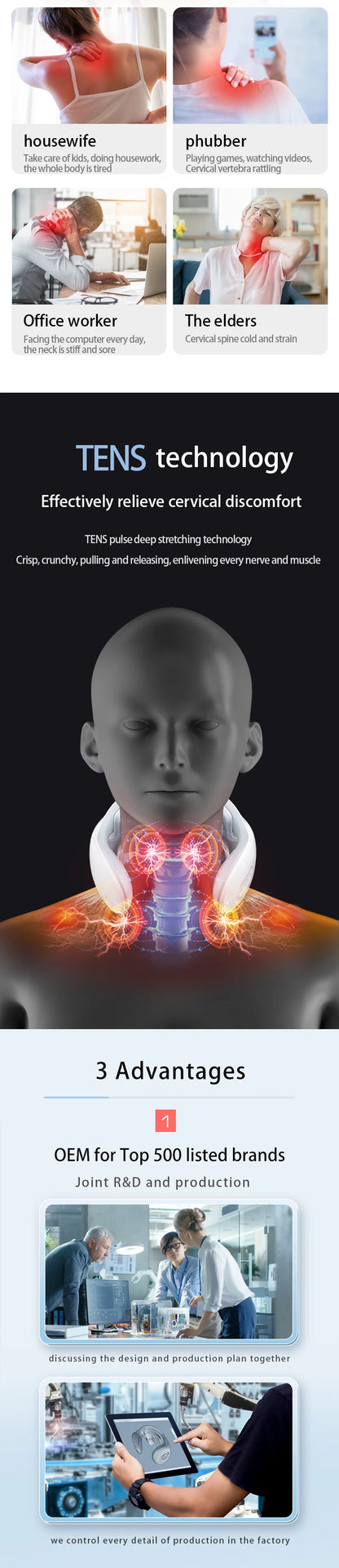 Electric Neck Massager with Heat, Cordless Shoulder Cervical Pain Relief, Portable Muscle Massage